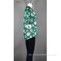 Ladie&#39;s Flower Printed Long T-Shirt Sleev V-hals